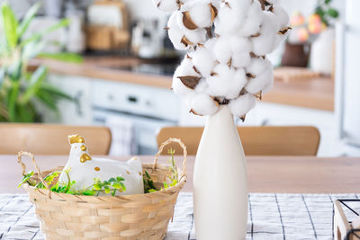 Close-up of christmas decorations on table