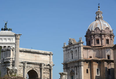 Low angle view of historic building against clear sky