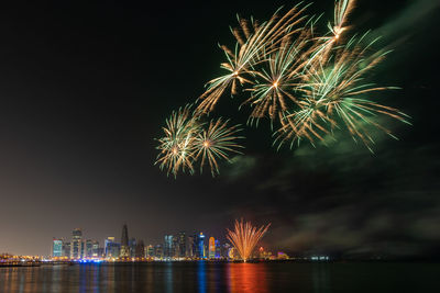 Beautiful fireworks in the doha corniche, qatar.