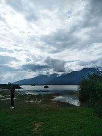 Scenic view of lake against sky