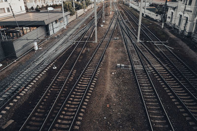 High angle view of railroad tracks