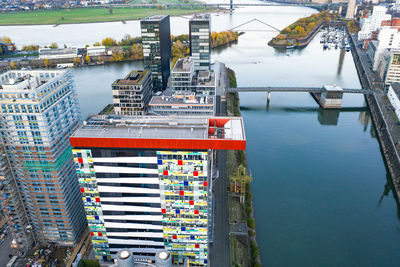 High angle view of pier over river