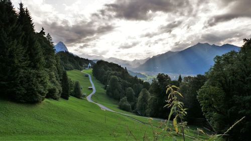 Scenic view of mountains against sky