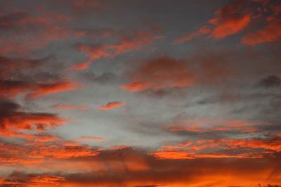 Low angle view of cloudy sky at sunset