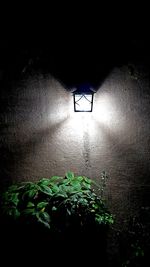 Low angle view of illuminated lights on wall
