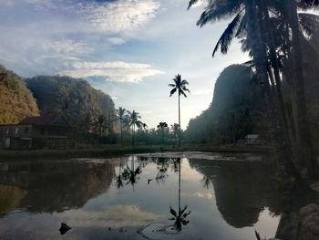 Scenic view of lake against sky