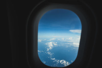 View of sky seen through airplane window