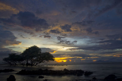 Scenic view of sea against cloudy sky