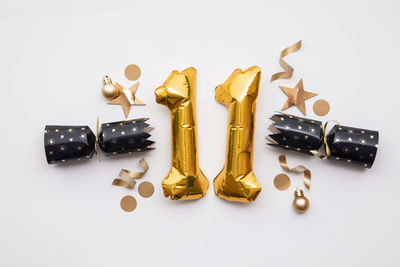 Close-up of chess pieces on white background