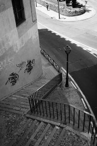 High angle view of footpath by street