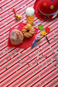 High angle view of food on table