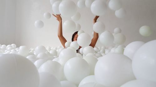 Full frame shot of white balloons