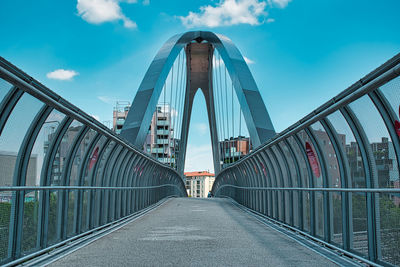 Modern cycle and pedestrian footbridge that connects gino valle square with the portello park