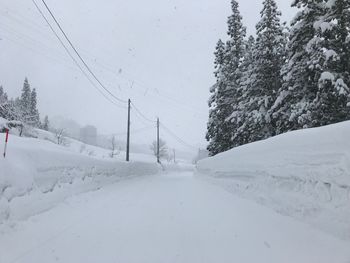 Snow covered landscape against sky