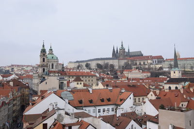 High angle view of buildings in city