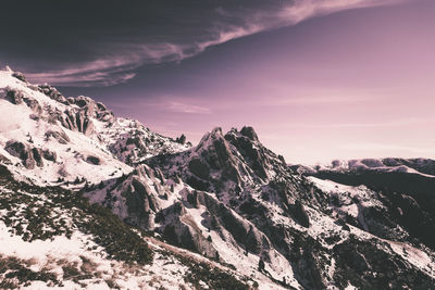Scenic view of mountains against sky during sunset