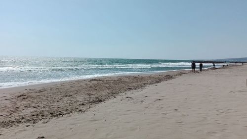 Scenic view of beach against clear sky