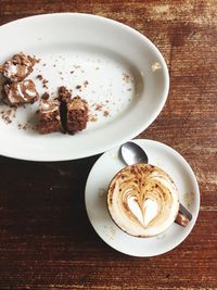 Close-up of cappuccino on table