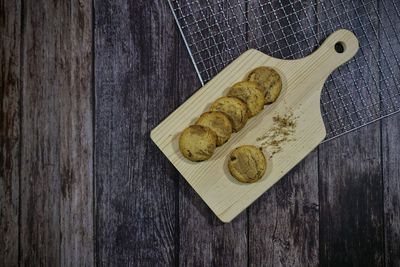 High angle view of food on table