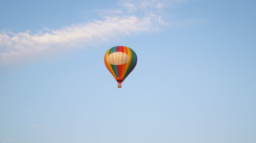 Low angle view of hot air balloon against sky