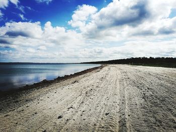 Scenic view of beach against sky