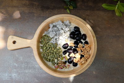 High angle view of breakfast in bowl