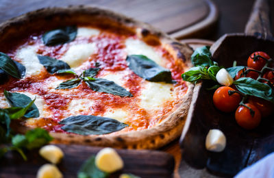 Close-up of pizza on table