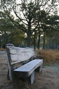 Empty bench in park