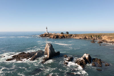 Scenic view of sea against clear sky