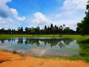 Scenic view of lake against sky