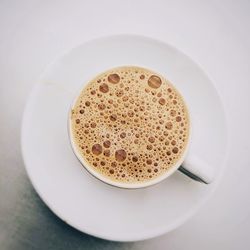 High angle view of coffee on table