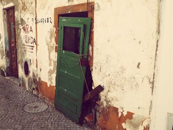 Open door of building