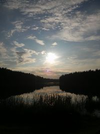 Scenic view of lake at sunset