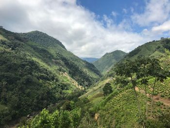 Scenic view of mountains against sky