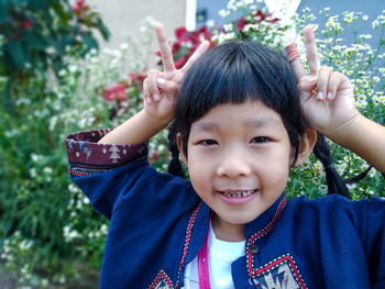 Portrait of cute girl smiling