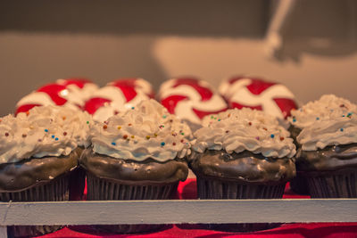 Close-up of cupcakes on table