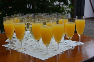 Drinks arranged on table