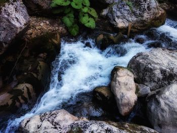 High angle view of waterfall