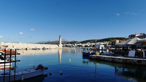View of boats in harbor