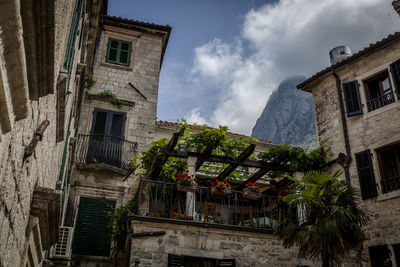 Low angle view of residential buildings against sky