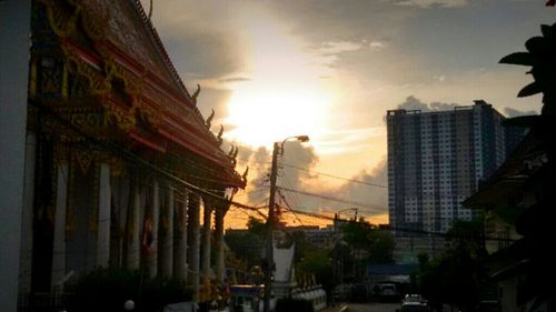 Silhouette of buildings at sunset