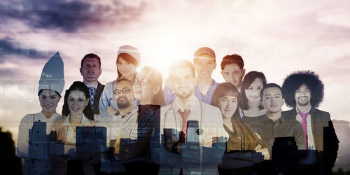 Group of people against the sky