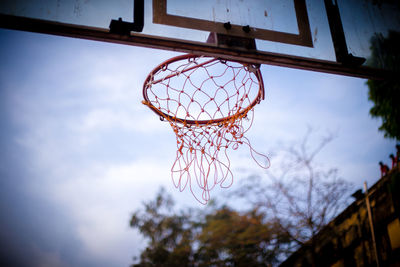 Low angle view of basketball hoop against sky