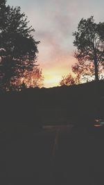 Silhouette trees against sky during sunset