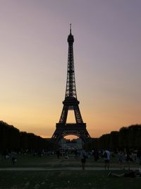 View of the eiffel tower at sunset