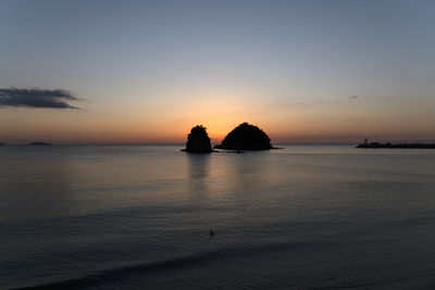 Scenic view of sea against sky during sunset