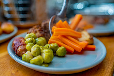 Close-up of salad in plate on table