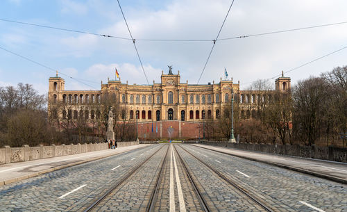 Railroad tracks in city