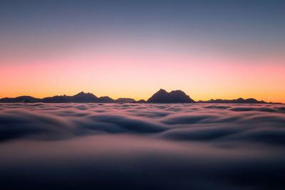 Sea of clouds in motion above salzburg, austria.