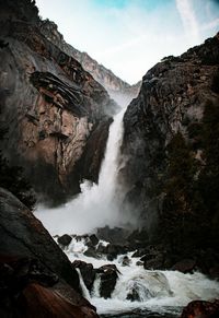 Scenic view of waterfall